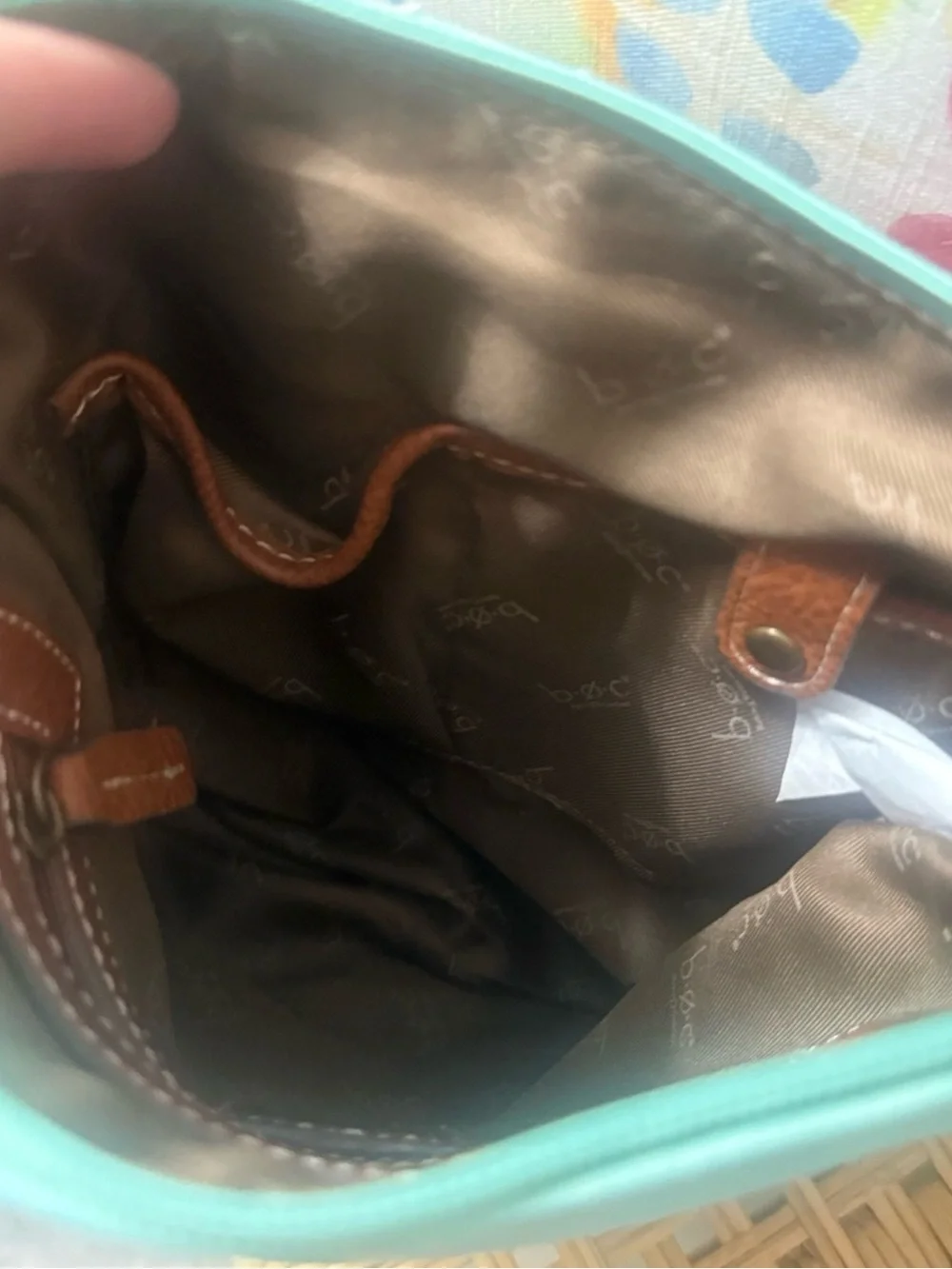 b.o.c. Mint Green Crossbody with Brown Trim and Adjustable Strap